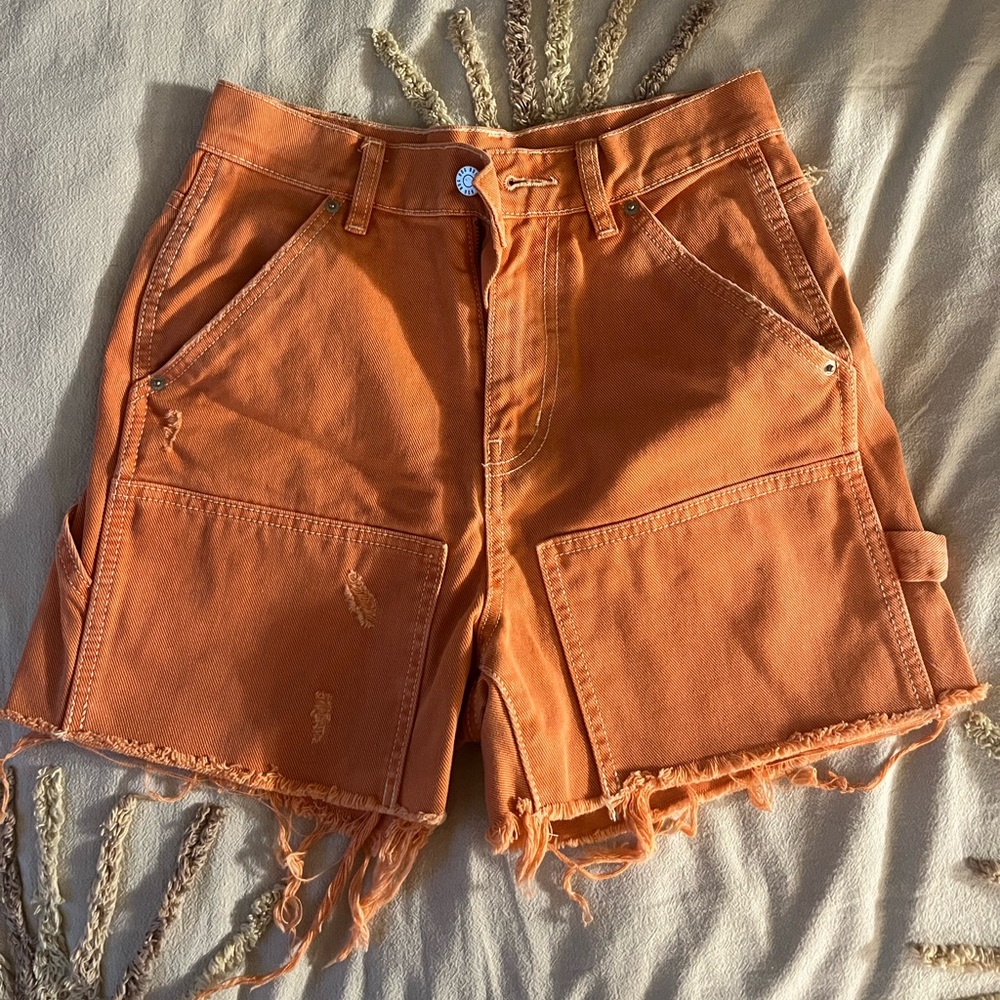 Urban Outfitters orange cargo shorts